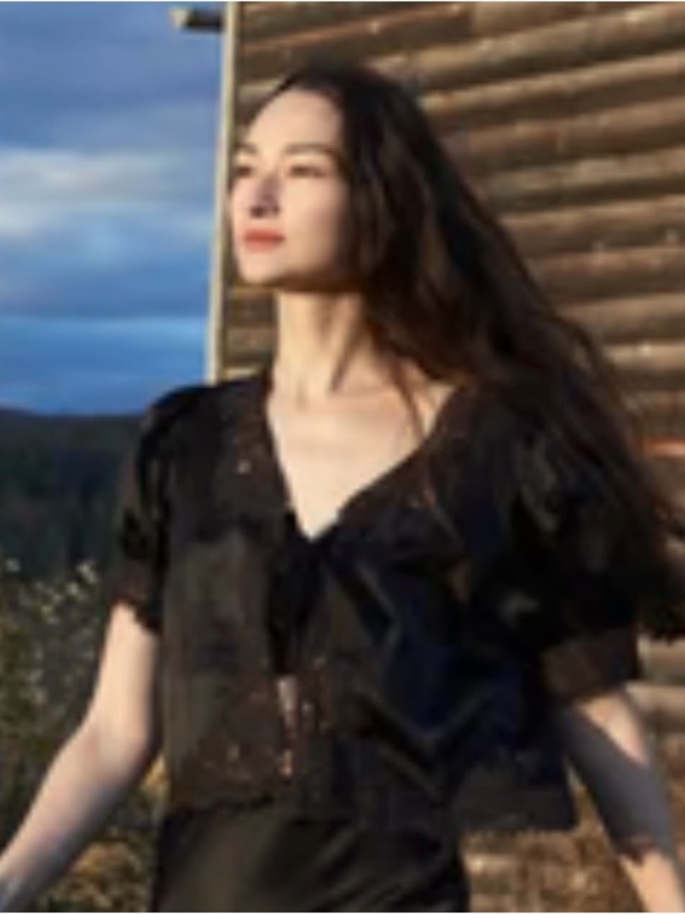 DÔEN Heirloom tie-front silk Idella top Black size S